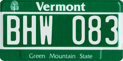 VT license plate BHW083