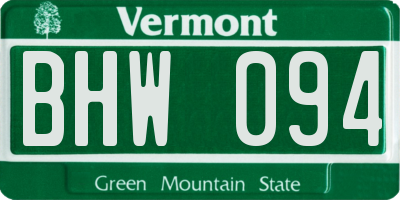 VT license plate BHW094