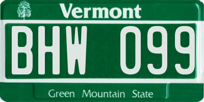VT license plate BHW099