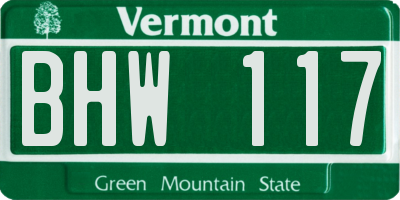 VT license plate BHW117