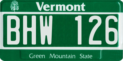 VT license plate BHW126
