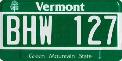 VT license plate BHW127