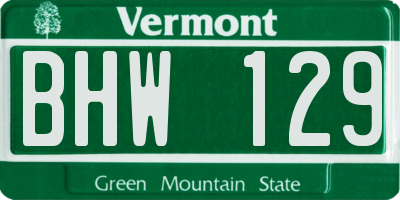 VT license plate BHW129