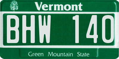 VT license plate BHW140