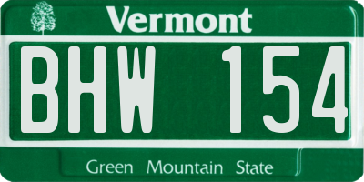 VT license plate BHW154