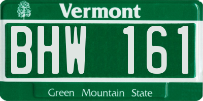 VT license plate BHW161