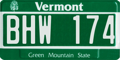 VT license plate BHW174