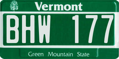 VT license plate BHW177