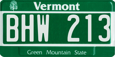 VT license plate BHW213