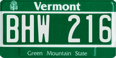 VT license plate BHW216