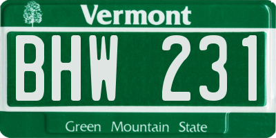 VT license plate BHW231