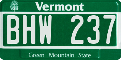 VT license plate BHW237