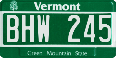 VT license plate BHW245