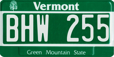 VT license plate BHW255