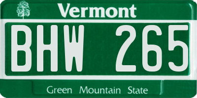 VT license plate BHW265