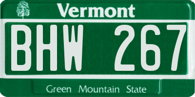 VT license plate BHW267