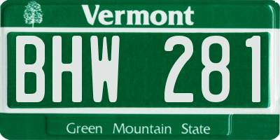 VT license plate BHW281