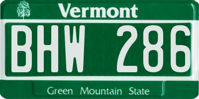 VT license plate BHW286