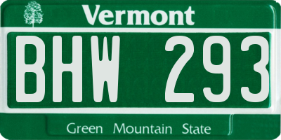 VT license plate BHW293