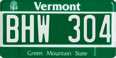VT license plate BHW304