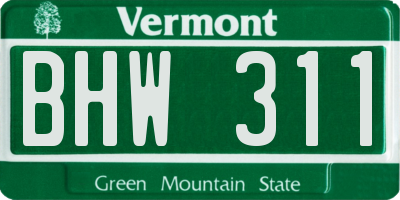VT license plate BHW311