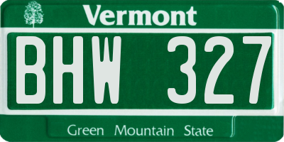 VT license plate BHW327