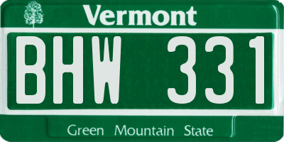 VT license plate BHW331