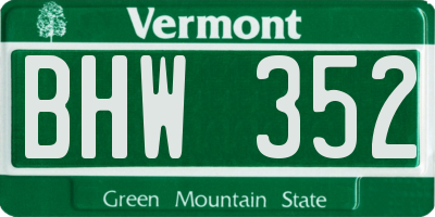 VT license plate BHW352