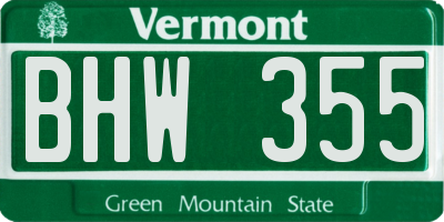 VT license plate BHW355