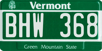VT license plate BHW368