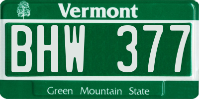 VT license plate BHW377