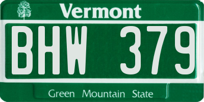 VT license plate BHW379