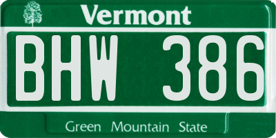 VT license plate BHW386