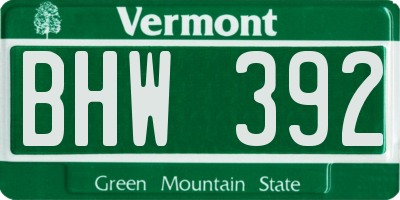VT license plate BHW392