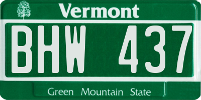 VT license plate BHW437