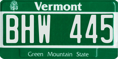 VT license plate BHW445