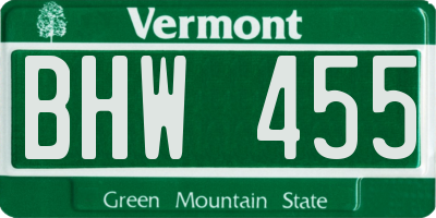 VT license plate BHW455