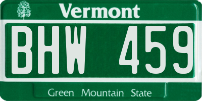 VT license plate BHW459