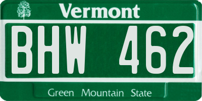 VT license plate BHW462