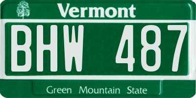 VT license plate BHW487