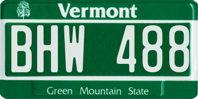 VT license plate BHW488