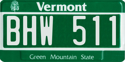 VT license plate BHW511