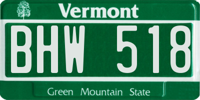 VT license plate BHW518