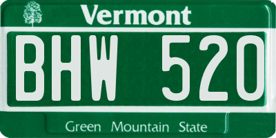 VT license plate BHW520