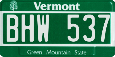 VT license plate BHW537