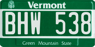 VT license plate BHW538
