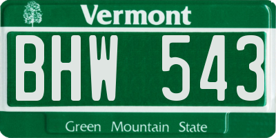 VT license plate BHW543