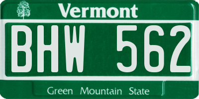 VT license plate BHW562