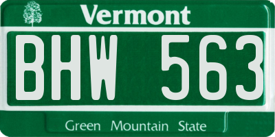 VT license plate BHW563
