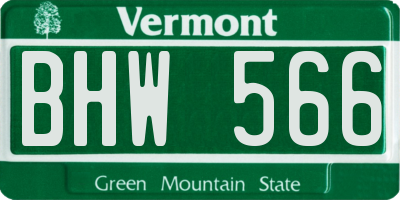 VT license plate BHW566